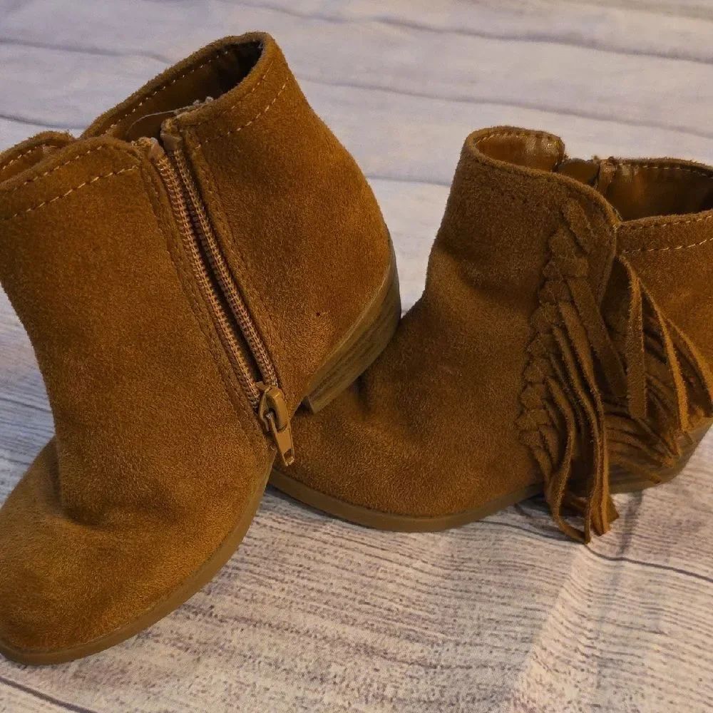 Sugar Brown Suede Ankle Boots with Fringe